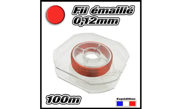 100m fil émaillé rouge section 0,12mm