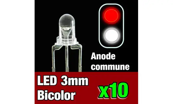 LED bi-color anode commune 3mm BTC/R