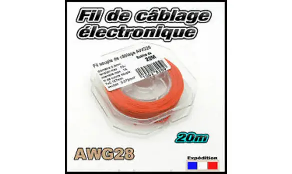 20m de fil rouge 0,8mm AWG28