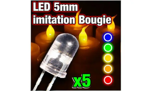 LED 5mm imitation bougie orange x 5