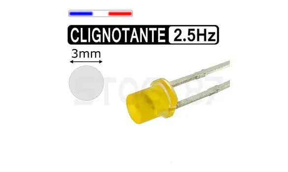 LED orange cylindrique 3mm clignotante