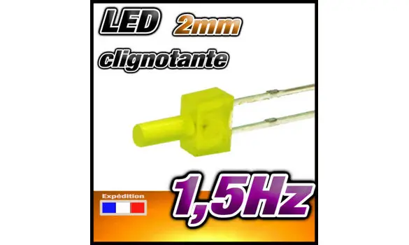 LED 2mm clignotante jaune diffusant x 1