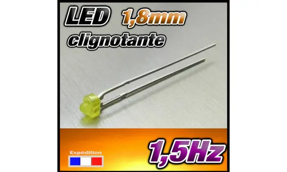 1 LED 1,8mm clignotante jaune diffusant