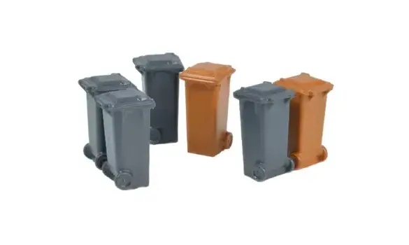 Lot de 6 poubelles gris et marron HO