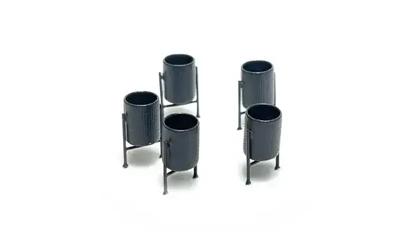 5 bacs cylindrique gris foncé HO