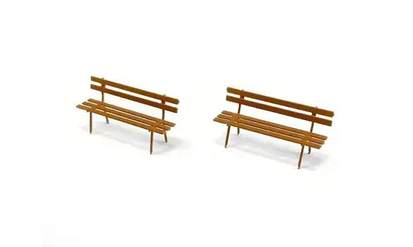 2 bancs marrons métal HO