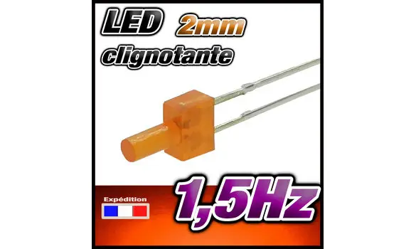 LED 2mm clignotante orang diffusant x 1